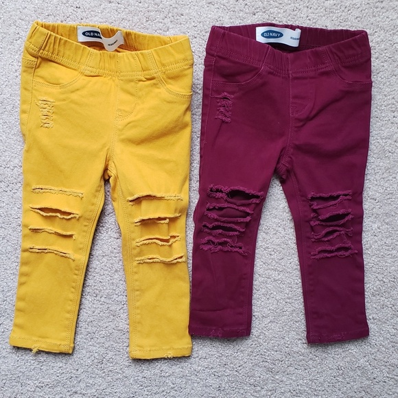 Old Navy Other - Old Navy distressed jeggings - wine & olive 18/24